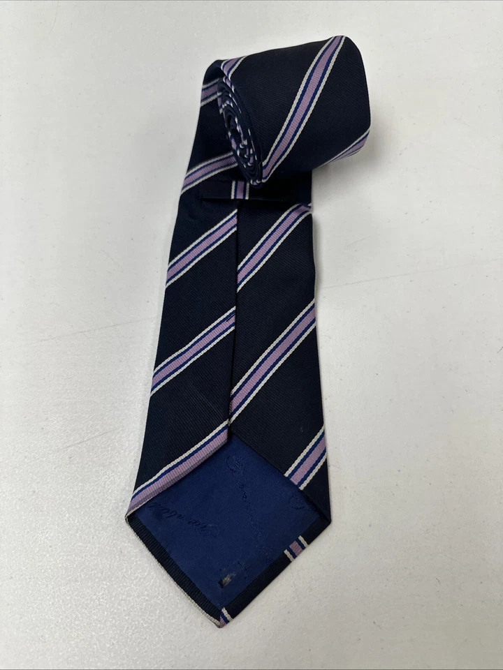 Corbata Turnbull & Asser England para hombre azul marino a rayas seda $325 Foto 2 de 4