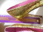NEW Leg Avenue ELLA 5" Heel Peep Toe Gold Glitter Pump Shoe  Size 6  — photo 3