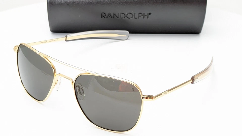 Gafas de sol Randolph AF058 Pilot oro 23K polarizadas gris americano para hombre 55 mm Foto 3 de 4