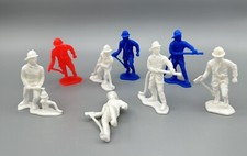 Vintage Action Figure Set Fireman Firemen Plastic Red White Blue