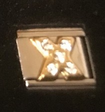 Rhinestone Letter X Italian Charm Enamel Link 9MM K47