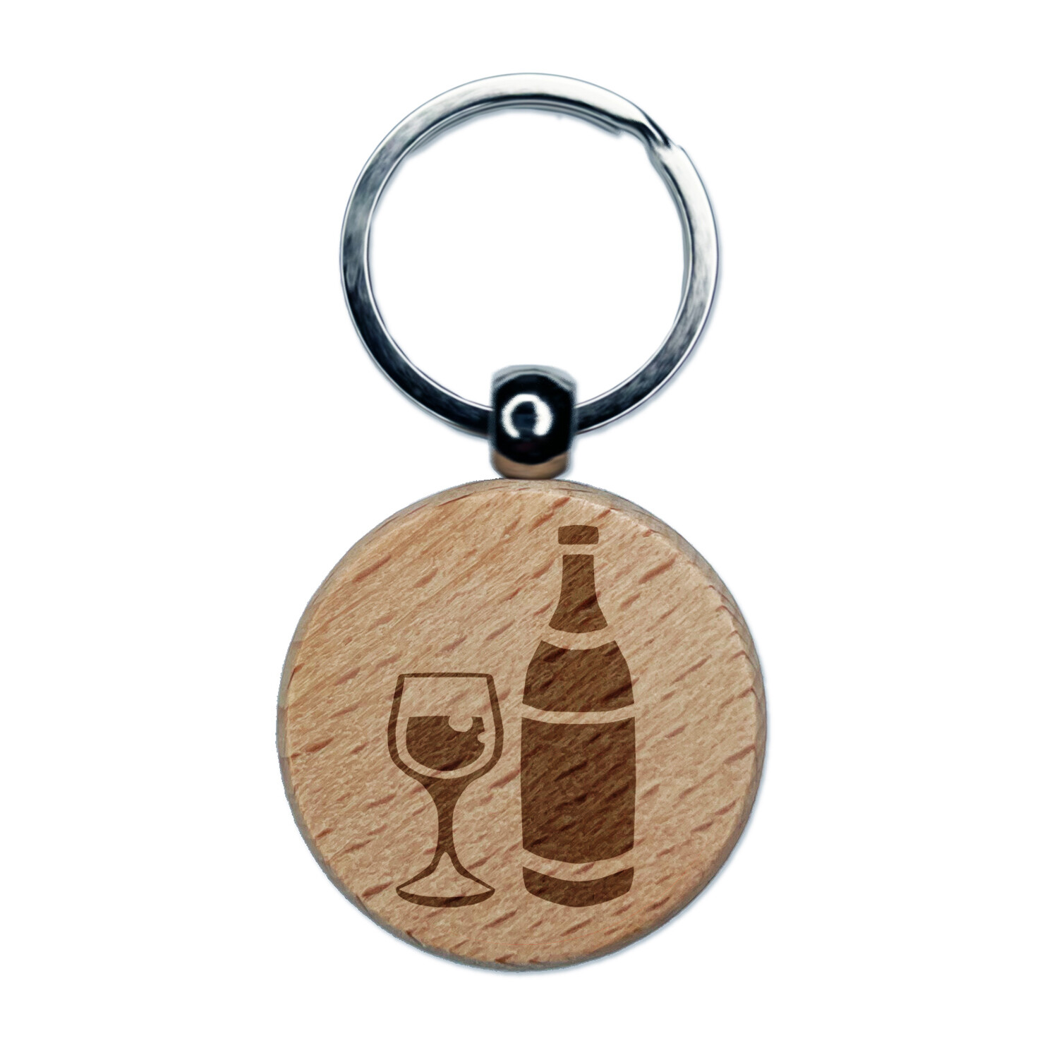 Personalized Wine Bottle & Glass Wooden Keychain Charm  