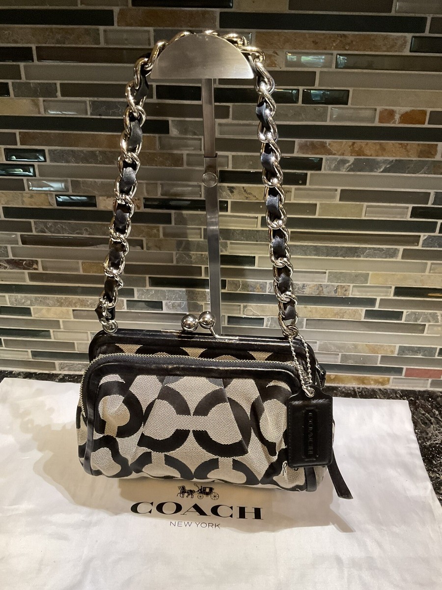 Coach Parker Kisslock Chain Clutch Signature Op Art 13623 Coach Parker Kisslock Chain Clutch Signature Op Art 13623