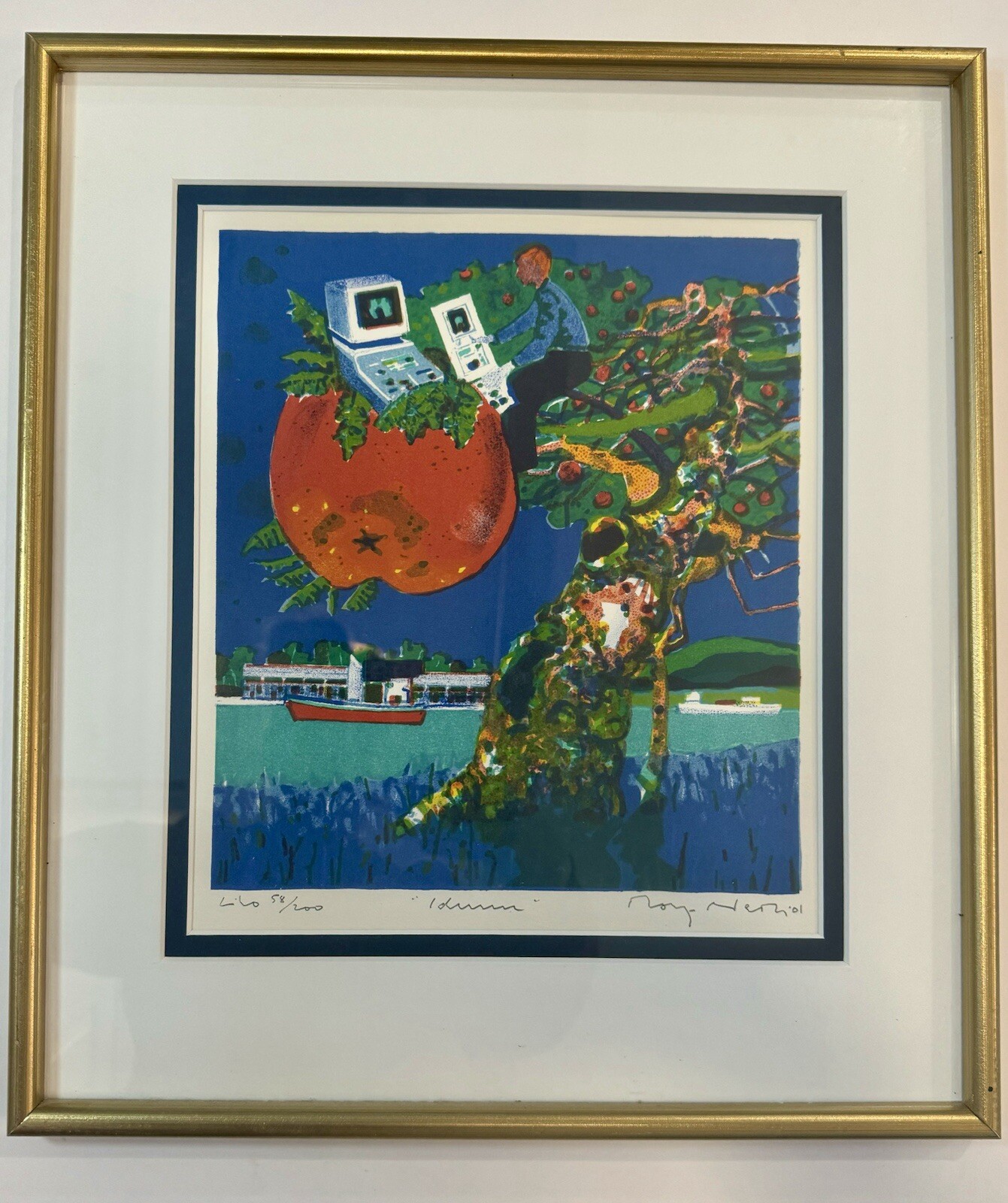 Vintage Gold Framed Art Norse Mythology Idunn Print Apple Macintosh