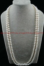 Natural Pearl 36/46/65/72" Round 7-8mm White Freshwater Pearl Long Necklace