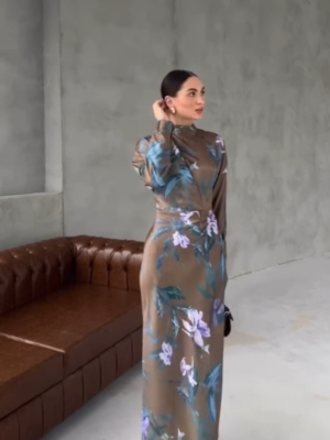 emerald green silk dress long sleeve Designer Long Sleeve Wrap Dress | Emerald Wrap Dress | Kyle X Shahida Small main image 1