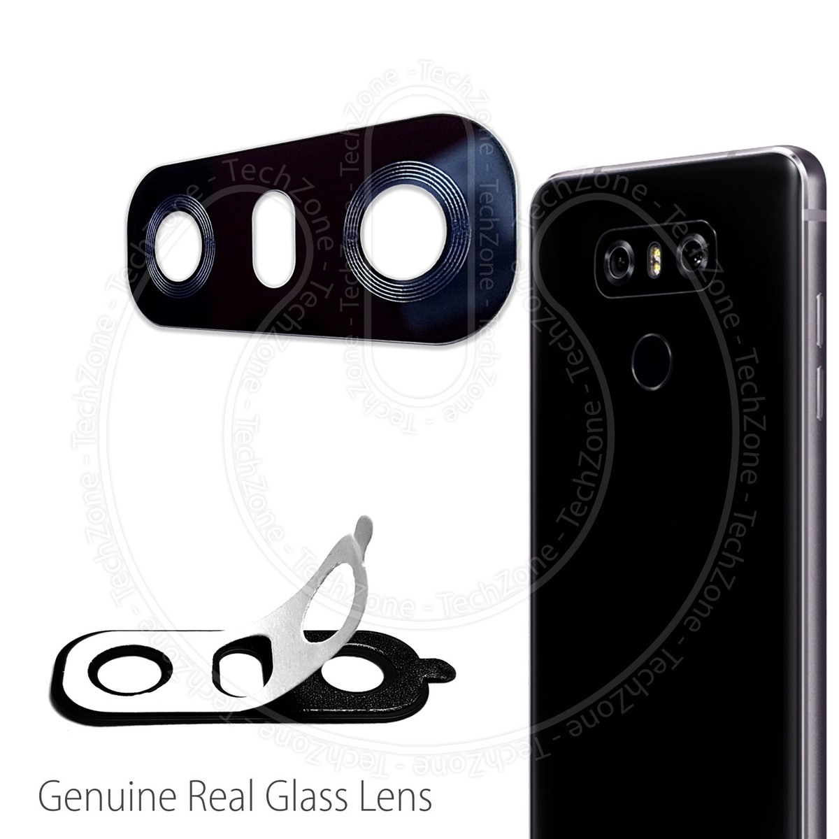 LG G6 H870 BLACK REAL GLASS Back Rear Camera Lens Cover With