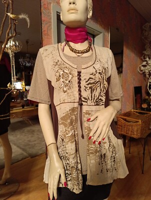 Basic Bluse Tunika länger Via Appia DUE Baumwolle 44 46 XL stretch