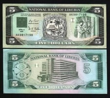 Liberia 5 DOLLARS P-20 1991 x 100 Pcs BUNDLE Lot UNC WorldCurrency Liberian NOTE
