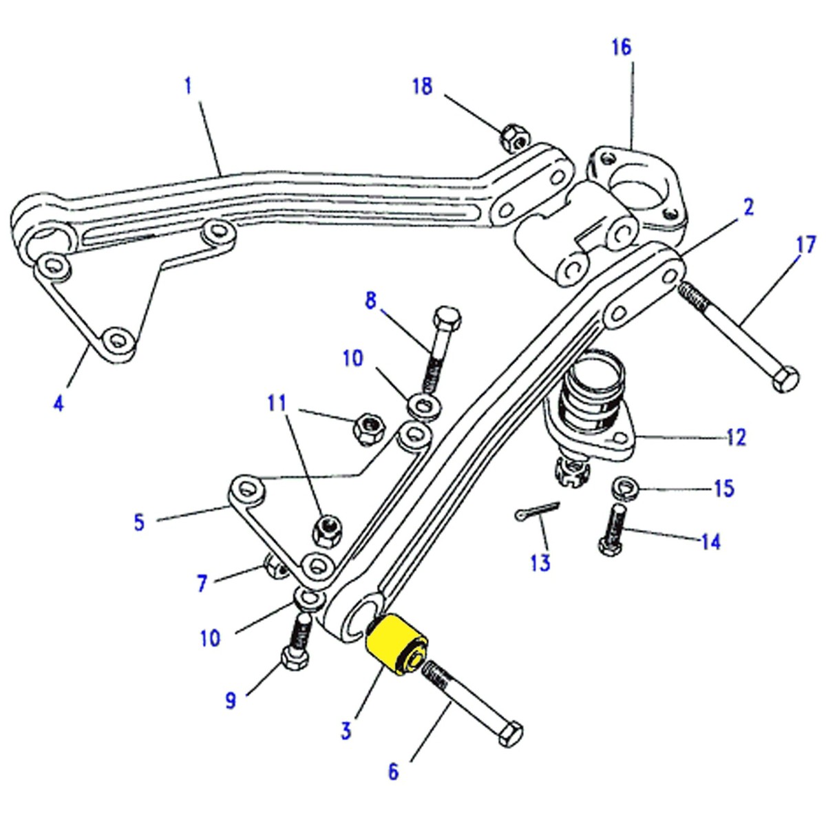 BOCCOLA TRAPEZIO PONTE POSTERIORE PER LAND ROVER 90 110 DEFENDER DISCOVERY 1