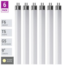 6 Pack F6T5 WW 30K Tube 9" Inches 6W Watt T5 Mini Bi 2-Pin G5 3000K Warm White