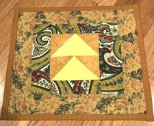 Topper Table Quilted Wall yellow  orange handmade, 19.5 x 16. 5