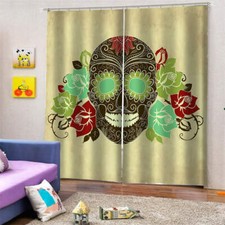 facial makeup decorated with flowerPrinting 3D Blockout Curtains Fabric Window