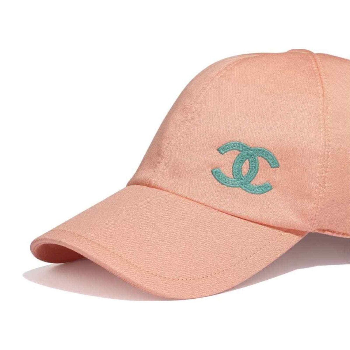 Chanel REV Orange Peach Turquoise Blue CC Logo Baseball Cap Curved