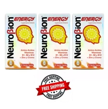 Neurobion Energy -Amino Acids, B Vitamins and Zinc, 60 Caps, 3 Cajas (180 Caps)
