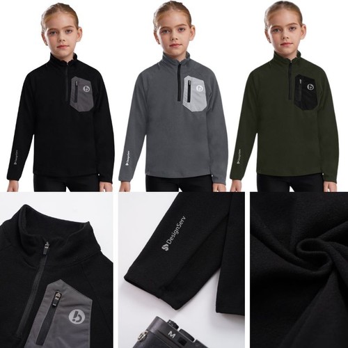 Unisex Kids Sweatshirt Gym Coat Camping Outerwear Athletic Jacket Stand Collar - Picture 3 of 36