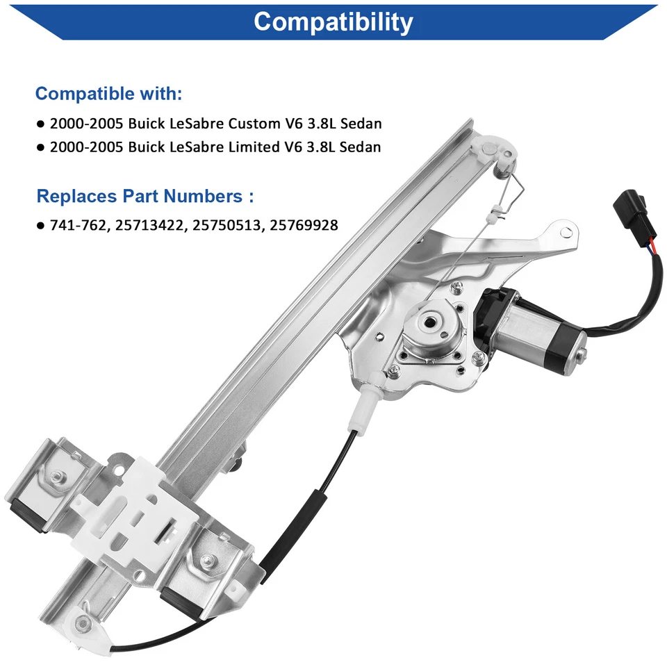 Front Driver For 2000-2005 Buick LeSabre Power Window Regulator w/ Motor 741-762 Foto 2 de 4