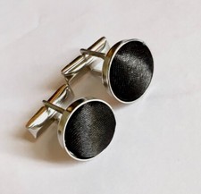 Men's Black Cufflinks Silver Party Wedding Accessory