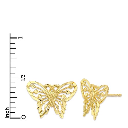 Solid Gold Butterfly Stud Earrings in 10k or 14k, Animal Jewelry Gifts - Picture 4 of 5
