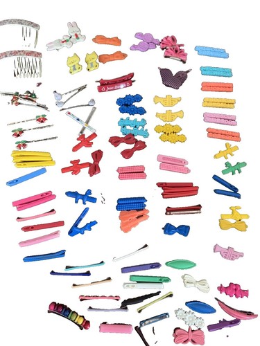 Lot Of 5 Large Vintage Plastic & Fabric Hair Accessories  display picture 3