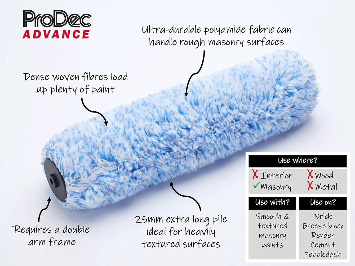 Prodec 12"" Extra Long Pile Paint Roller Sleeve, Advance 1.75"" Core