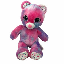 Valentine Teddy Bear Plush Big Eye Tie Dye Hearts Build a Bear Stuffed Animal