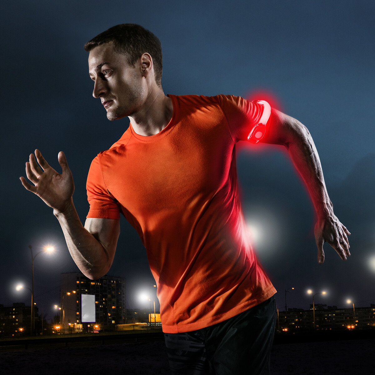 2 Red LED Running Armbands Reflective Flashing Running Jogging High Visibility