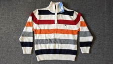 NAUTICA Sweater Size 7 NWT Striped Half Zip 100 Cotton Strip Zipper Pullover