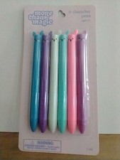 More Than Magic - 6 Pack of Cat Themed Character Pens - Two Ink Colors Per Pen