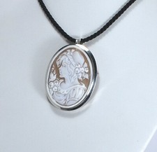Cameo Sardonique 50 Mm Pendentif Et Broche Argent 925 Rhodié - Agdv 0202