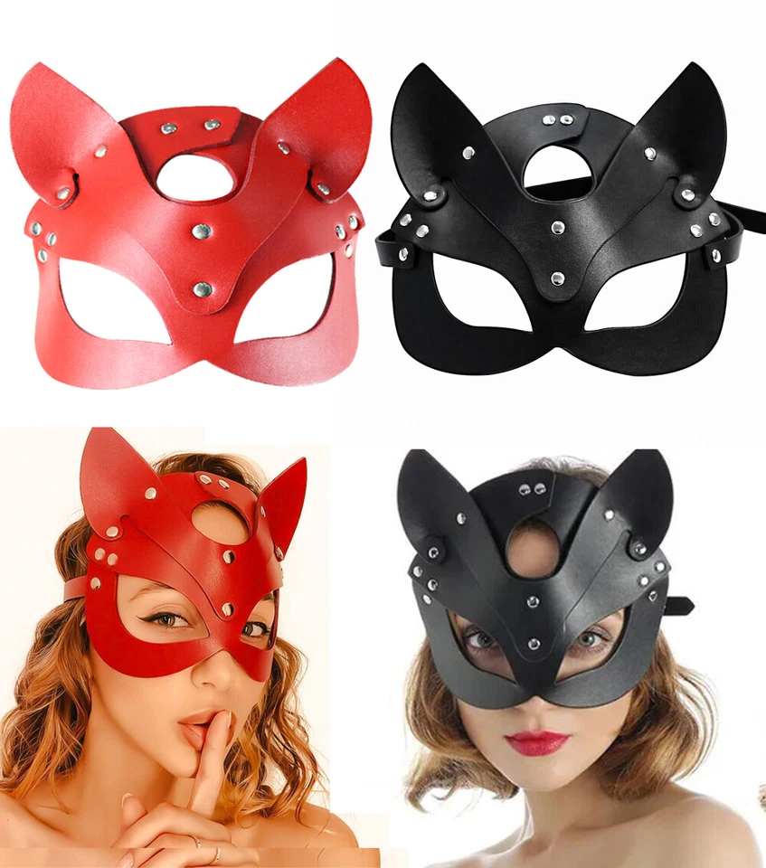 YKLM Sexy Leather Cat Eye Mask Women Girl Party BDSM Bondage Adult Sex Games Cosplay
