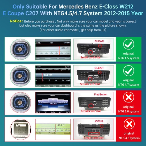 Do Klasy E W212 E Coupe C207 NTG4.5 / 4.7 Bezprzewodowy moduł Carplay Interfejs MMI - Zdjęcie 3 z 12