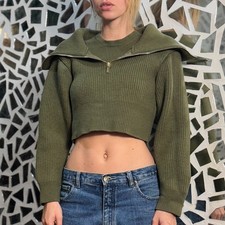 Jacquemus Le Maille Risoul Sweater Merino Wool 100 Zip Olive size 40