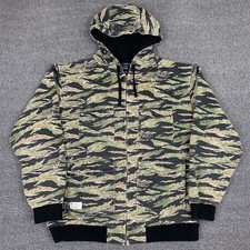 Matix Tiger Camo Hoodie Mens Large Military Casual Full Zip Army Jacket Y2K