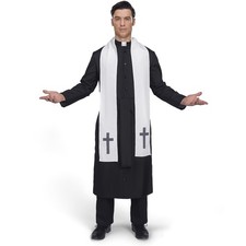 Halloween Priest Costume Men, Classic Father Priest Robe, Halloween Costume M...