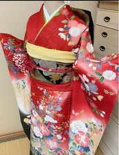 Kimono Furisode umean Coming of Age Ceremony Pure Silk Single Item on Sale!