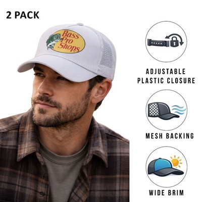 Bass Pro Shops Trucker Cap weiß Mesh Snapback Outdoor Mütze - 2er Pack (S06)