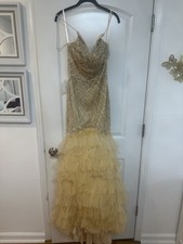 Colors Dress Style 2747 Gold Beaded Corset Mermaid Gown Size 4 NWT Formal Prom