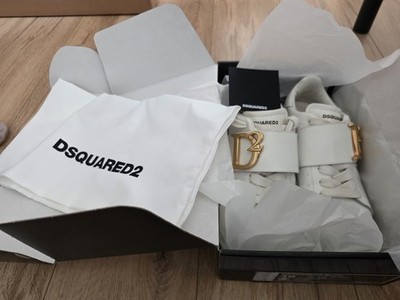 Dsquared2 Sneakers Damen 38 Weiß Schwarz Leder Logo