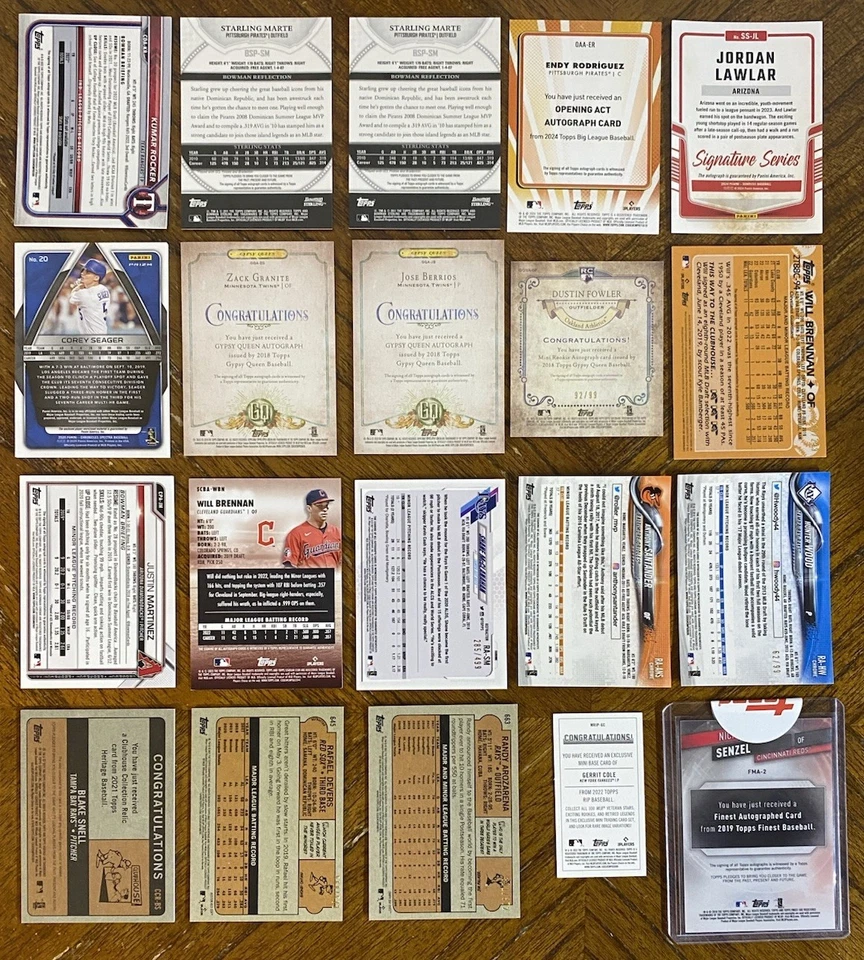 (20) 2000s BASEBALL AUTO SP PATCH #d CARDS DEVERS, BLAKE SNELL, MARTE, COLE READ - Image 2 of 4