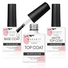 Makartt No Wipe Gel Top and Base Coat A8-Base & Matte Kit 