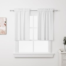2Pcs 36inch White Kitchen Tier Curtains for Windows,Semi Light Filtering Curt...