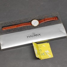 Orologio polso Haurex laminato oro con cinturino pelle marrone usato