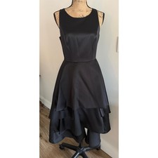 Adrianna Papell Women's High-Low Mikado Sleeveless Gown Black Size 8
