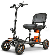 SuperHandy Foldable Lightweight 4-Wheel Mobility Scooter 350 lb Black/Orange