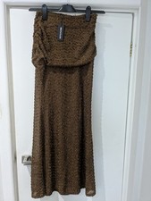 pretty little thing bandeau Sequin Effect Sleeveless Dress Size 8 In Rust Brown