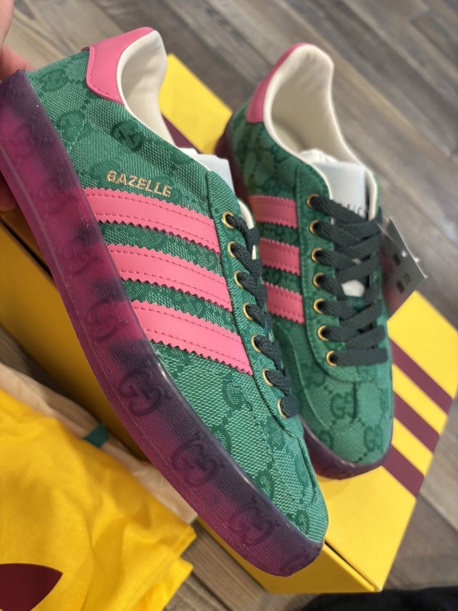 adidas gazelle silver green womens Gucci X ADIDAS Ginza Calfskin Demetra Gazelle Wedge Sneakers 39.5 King Gold  Black 1839087 – FASHIONPHILE main image 1