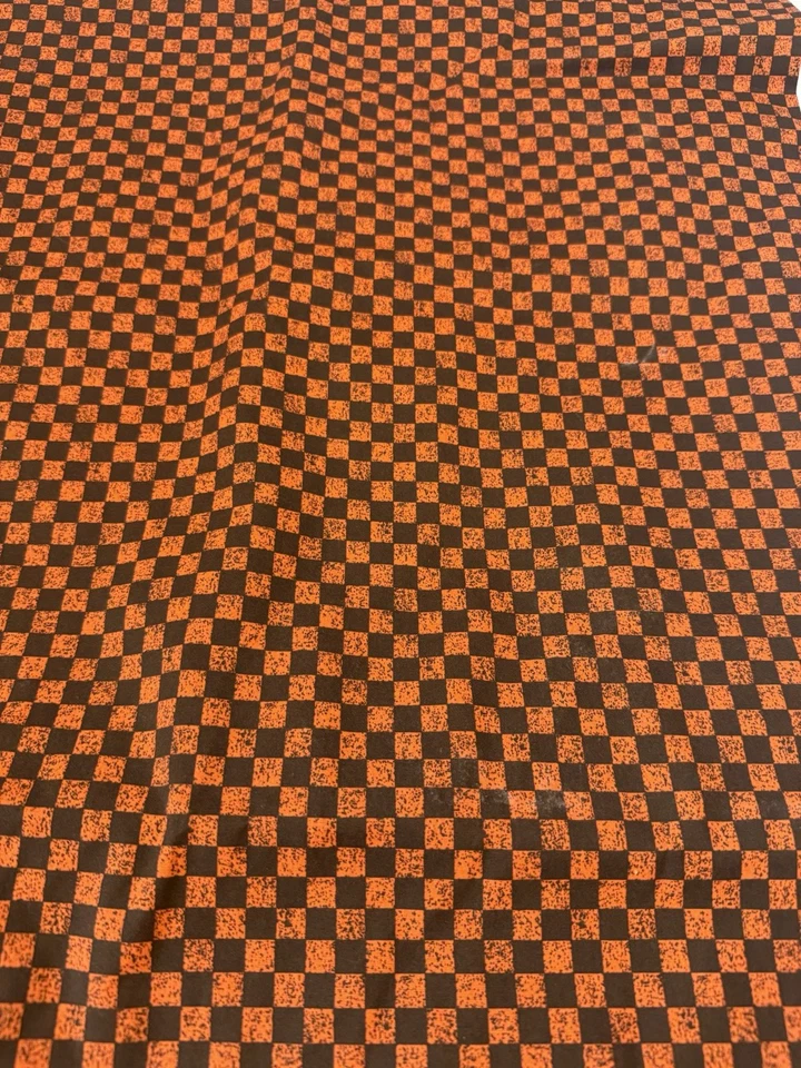 Винтажная ткань черный и оранжевый чек - Изображение 2 из 2