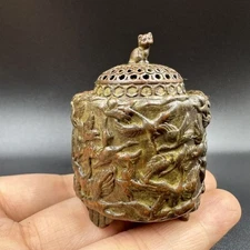 Retro China Copper Alloy Censer Taoist Temple Buddhism Home Mini Incense Burner