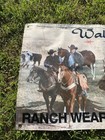 RARE VINTAGE WALLS RANCH WEAR WESTERN CLOTHING STORE BANNER SIGN COWBOY CATTLE — photo 4